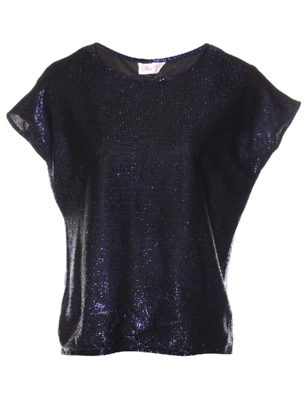 Cozy Fashions Purple Metallic Evening Top - L